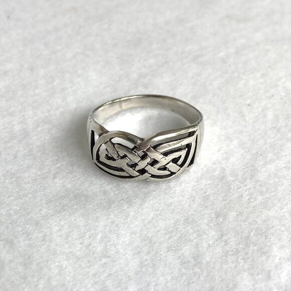 Sterling Silver 925 Celtic Knot Unisex 11MM Wide Band Ring Sz 12 - Picture 12 of 15
